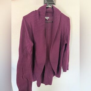 Eddie Bauer Open-Front Shawl Collar Cardigan - Plum